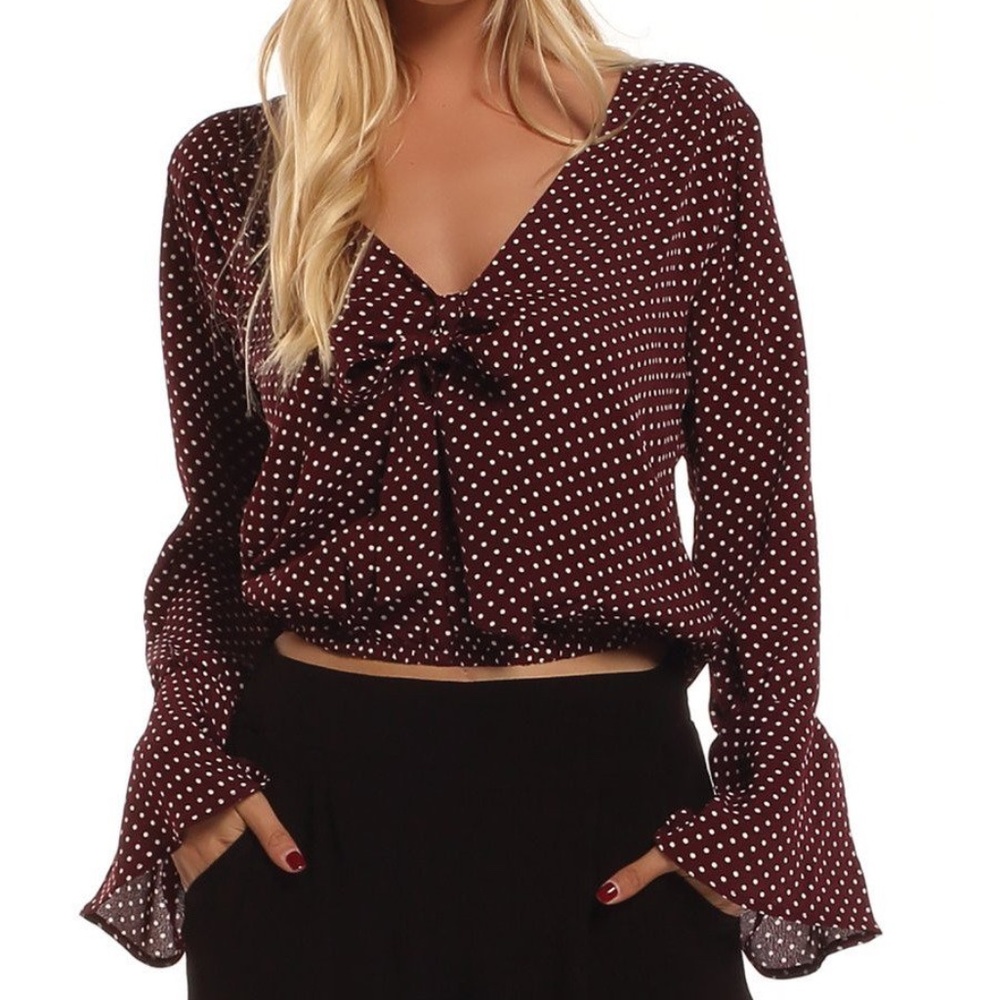Mini Dot Tie Neck Top